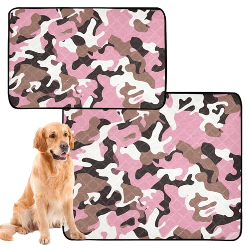 Urinierdecke für große Hunde, waschbar, rutschfest, für Autositz, 61 x 91,4 cm + 91,4 x 106,7 cm, Camouflage, Braun, Pfirsich, 2 Stück Urinierdecke für große Hunde, waschbar, rutschfest, für Autositz, 61 x 91,4 cm + 91,4 x 106,7 cm, Camouflage, Braun, Pfirsich, 2 Stück von GuoChe