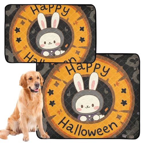 Uriniermatte für große Hunde, waschbar, rutschfest, Bodenmatte für Strand, 61 x 91,4 cm + 91,4 x 106,7 cm, Happy Halloween, Cartoon, niedliches Kaninchen, 2 Stück Uriniermatte für große Hunde, waschbar, rutschfest, Bodenmatte für Strand, 61 x 91,4 cm + 91,4 x 106,7 cm, Happy Halloween, Cartoon, niedliches Kaninchen, 2 Stück von GuoChe