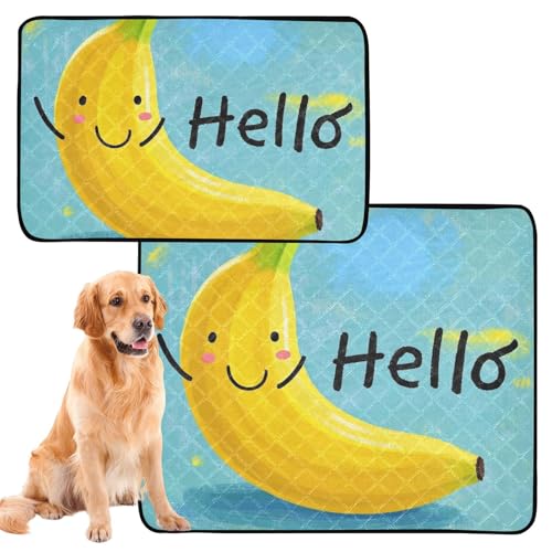 Uriniermatte für große Hunde, waschbar, rutschfest, für draußen, 50,8 x 61 cm, Hello Cartoon, niedliche gelbe Banane, 3 Stück Uriniermatte für große Hunde, waschbar, rutschfest, für draußen, 50,8 x 61 cm, Hello Cartoon, niedliche gelbe Banane, 3 Stück von GuoChe