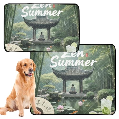 Uriniermatte für große Hunde, waschbar, rutschfeste Bodenmatte für Sofa, 50,8 x 61 cm, Zen Sommer mit Pagode, 3 Stück Uriniermatte für große Hunde, waschbar, rutschfeste Bodenmatte für Sofa, 50,8 x 61 cm, Zen Sommer mit Pagode, 3 Stück von GuoChe