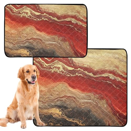 Uriniersichere Hundematte für große Hunde, waschbar, rutschfest, Bodenmatte für Auto und Flugzeug, 50,8 x 61 cm, Rot und Gold, Marmor-Textur, 3 Stück Uriniersichere Hundematte für große Hunde, waschbar, rutschfest, Bodenmatte für Auto und Flugzeug, 50,8 x 61 cm, Rot und Gold, Marmor-Textur, 3 Stück von GuoChe