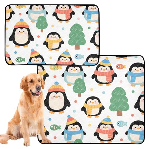 Wasserabsorbierende Matte für Hundenapf, Urinierdecken, waschbar, rutschfeste Matte für Strand, 50,8 x 61 cm, Pinguin-Wintermuster, 3 Stück von GuoChe