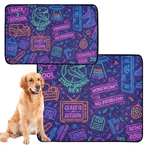 Wasserabsorbierende Matte für Hundenapf, extra groß, waschbar, rutschfeste Matte für Hunde, für Sofa, 61 x 91,4 cm + 91,4 x 106,7 cm, 90s_tv_Movies_neon_Tapete, 2 Stück Wasserabsorbierende Matte für Hundenapf, extra groß, waschbar, rutschfeste Matte für Hunde, für Sofa, 61 x 91,4 cm + 91,4 x 106,7 cm, 90s_tv_Movies_neon_Tapete, 2 Stück von GuoChe