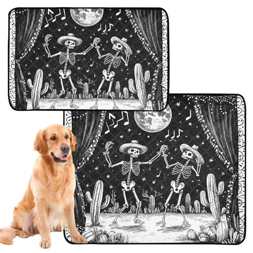 Wasserabsorbierende Matte für Hundenapf, schlammige Matten für Hunde, waschbar, rutschfest, Teppich für Rasen, 50,8 x 61 cm, tanzende Skelette unter Mondlicht, 3 Stück Wasserabsorbierende Matte für Hundenapf, schlammige Matten für Hunde, waschbar, rutschfest, Teppich für Rasen, 50,8 x 61 cm, tanzende Skelette unter Mondlicht, 3 Stück von GuoChe