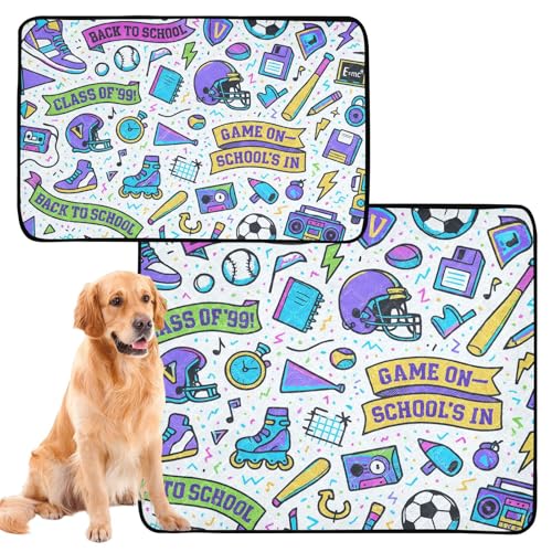 Wasserabsorbierende Matte für Hundenapf, waschbar, rutschfest, Bodenmatte für Auto, 61 x 91,4 cm + 91,4 x 106,7 cm, 90er Jahre, Sport, Schule, Tapete, 2 Stück Wasserabsorbierende Matte für Hundenapf, waschbar, rutschfest, Bodenmatte für Auto, 61 x 91,4 cm + 91,4 x 106,7 cm, 90er Jahre, Sport, Schule, Tapete, 2 Stück von GuoChe