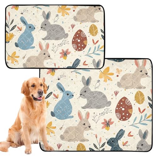 Wiederverwendbare Hundematte für Haustiere, rutschfest, 61 x 91,4 cm + 91,4 x 106,7 cm, Hasen-Ostermuster, 2 Stück von GuoChe