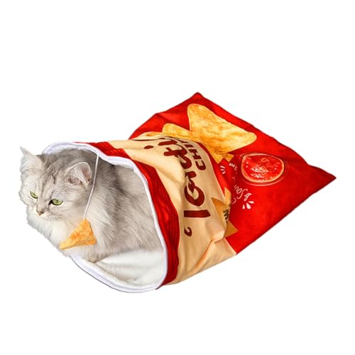 Katzenspiel-Tunnel, Spielzeugbett, Katzen-Crinkle-Tasche, zusammenklappbarer Tunnel, Knistersack, interaktives Spielzeug mit zerknittertem Papier, Faltring, Papier, selbsthoher Spaß (Tomate und von GuoGuoLaoDie