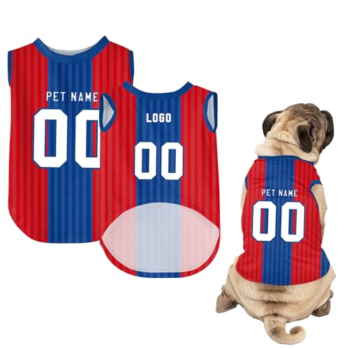 Hunde-Shirts, Personalisiert Hunde Trikots mit Name&Nummer&Logo Sommer T-Shirt Welpen Kleidung Sweatshirt Tee Shirt Haustier Kleidung Pullover, für Kleine, Mittelgroße, Große Körper A01 von Guooyuuyu