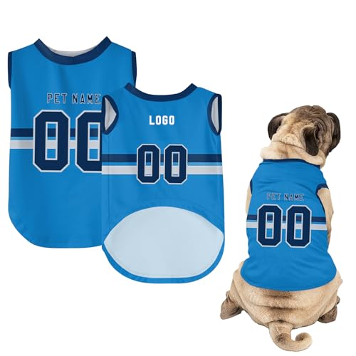 Hunde-Shirts, Personalisiert Hunde Trikots mit Name&Nummer&Logo Sommer T-Shirt Welpen Kleidung Sweatshirt Tee Shirt Haustier Kleidung Pullover, für Kleine, Mittelgroße, Große Körper A02 von Guooyuuyu