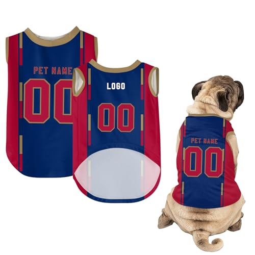 Hunde-Shirts, Personalisiert Hunde Trikots mit Name&Nummer&Logo Sommer T-Shirt Welpen Kleidung Sweatshirt Tee Shirt Haustier Kleidung Pullover, für Kleine, Mittelgroße, Große Körper A03 von Guooyuuyu