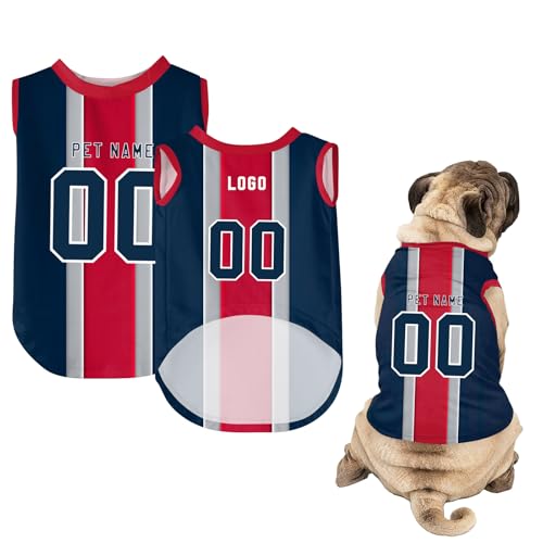 Hunde-Shirts, Personalisiert Hunde Trikots mit Name&Nummer&Logo Sommer T-Shirt Welpen Kleidung Sweatshirt Tee Shirt Haustier Kleidung Pullover, für Kleine, Mittelgroße, Große Körper A04 von Guooyuuyu
