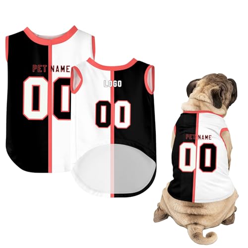 Hunde-Shirts, Personalisiert Hunde Trikots mit Name&Nummer&Logo Sommer T-Shirt Welpen Kleidung Sweatshirt Tee Shirt Haustier Kleidung Pullover, für Kleine, Mittelgroße, Große Körper A06 von Guooyuuyu
