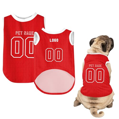 Hunde-Shirts, Personalisiert Hunde Trikots mit Name&Nummer&Logo Sommer T-Shirt Welpen Kleidung Sweatshirt Tee Shirt Haustier Kleidung Pullover, für Kleine, Mittelgroße, Große Körper A07 von Guooyuuyu