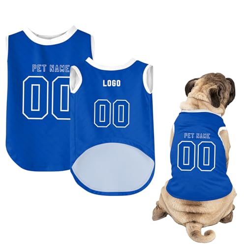 Hunde-Shirts, Personalisiert Hunde Trikots mit Name&Nummer&Logo Sommer T-Shirt Welpen Kleidung Sweatshirt Tee Shirt Haustier Kleidung Pullover, für Kleine, Mittelgroße, Große Körper A08 von Guooyuuyu