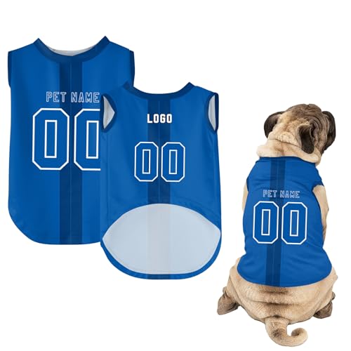 Hunde-Shirts, Personalisiert Hunde Trikots mit Name&Nummer&Logo Sommer T-Shirt Welpen Kleidung Sweatshirt Tee Shirt Haustier Kleidung Pullover, für Kleine, Mittelgroße, Große Körper A10 von Guooyuuyu
