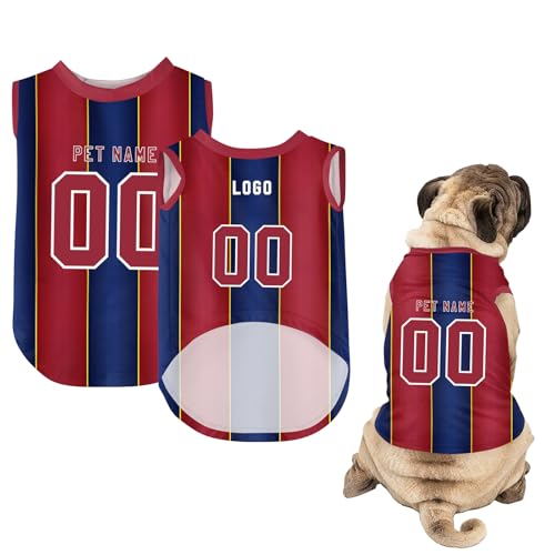 Hunde-Shirts, Personalisiert Hunde Trikots mit Name&Nummer&Logo Sommer T-Shirt Welpen Kleidung Sweatshirt Tee Shirt Haustier Kleidung Pullover, für Kleine, Mittelgroße, Große Körper A12 von Guooyuuyu