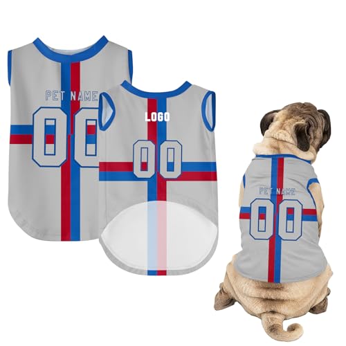 Hunde-Shirts, Personalisiert Hunde Trikots mit Name&Nummer&Logo Sommer T-Shirt Welpen Kleidung Sweatshirt Tee Shirt Haustier Kleidung Pullover, für Kleine, Mittelgroße, Große Körper A13 von Guooyuuyu