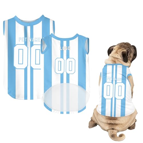 Hunde-Shirts, Personalisiert Hunde Trikots mit Name&Nummer&Logo Sommer T-Shirt Welpen Kleidung Sweatshirt Tee Shirt Haustier Kleidung Pullover, für Kleine, Mittelgroße, Große Körper A14 von Guooyuuyu