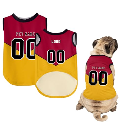 Hunde-Shirts, Personalisiert Hunde Trikots mit Name&Nummer&Logo Sommer T-Shirt Welpen Kleidung Sweatshirt Tee Shirt Haustier Kleidung Pullover, für Kleine, Mittelgroße, Große Körper A15 von Guooyuuyu