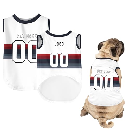 Hunde-Shirts, Personalisiert Hunde Trikots mit Name&Nummer&Logo Sommer T-Shirt Welpen Kleidung Sweatshirt Tee Shirt Haustier Kleidung Pullover, für Kleine, Mittelgroße, Große Körper A17 von Guooyuuyu
