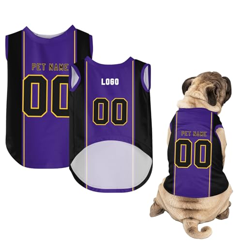 Hunde-Shirts, Personalisiert Hunde Trikots mit Name&Nummer&Logo Sommer T-Shirt Welpen Kleidung Sweatshirt Tee Shirt Haustier Kleidung Pullover, für Kleine, Mittelgroße, Große Körper A18 von Guooyuuyu