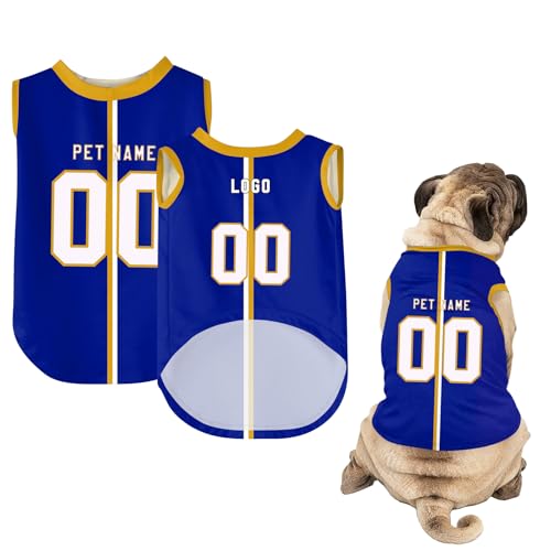 Hunde-Shirts, Personalisiert Hunde Trikots mit Name&Nummer&Logo Sommer T-Shirt Welpen Kleidung Sweatshirt Tee Shirt Haustier Kleidung Pullover, für Kleine, Mittelgroße, Große Körper A19 von Guooyuuyu