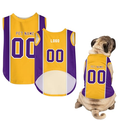 Hunde-Shirts, Personalisiert Hunde Trikots mit Name&Nummer&Logo Sommer T-Shirt Welpen Kleidung Sweatshirt Tee Shirt Haustier Kleidung Pullover, für Kleine, Mittelgroße, Große Körper A20 von Guooyuuyu