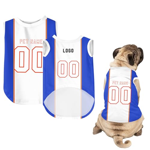 Hunde-Shirts, Personalisiert Hunde Trikots mit Name&Nummer&Logo Sommer T-Shirt Welpen Kleidung Sweatshirt Tee Shirt Haustier Kleidung Pullover, für Kleine, Mittelgroße, Große Körper A21 von Guooyuuyu