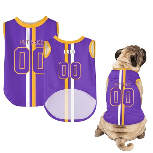 Hunde-Shirts, Personalisiert Hunde Trikots mit Name&Nummer&Logo Sommer T-Shirt Welpen Kleidung Sweatshirt Tee Shirt Haustier Kleidung Pullover, für Kleine, Mittelgroße, Große Körper A22 von Guooyuuyu