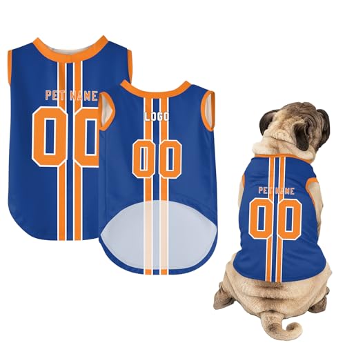 Hunde-Shirts, Personalisiert Hunde Trikots mit Name&Nummer&Logo Sommer T-Shirt Welpen Kleidung Sweatshirt Tee Shirt Haustier Kleidung Pullover, für Kleine, Mittelgroße, Große Körper A23 von Guooyuuyu