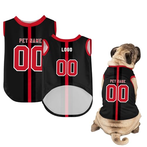 Hunde-Shirts, Personalisiert Hunde Trikots mit Name&Nummer&Logo Sommer T-Shirt Welpen Kleidung Sweatshirt Tee Shirt Haustier Kleidung Pullover, für Kleine, Mittelgroße, Große Körper A24 von Guooyuuyu
