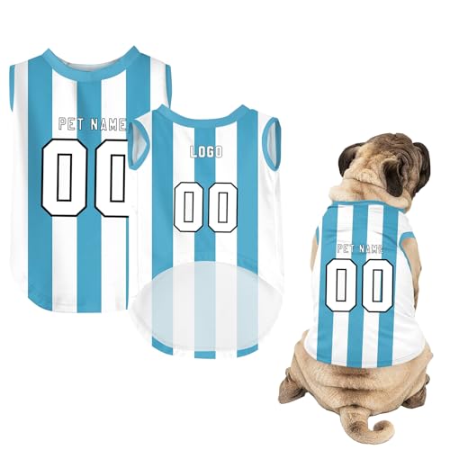 Hunde-Shirts, Personalisiert Hunde Trikots mit Name&Nummer&Logo Sommer T-Shirt Welpen Kleidung Sweatshirt Tee Shirt Haustier Kleidung Pullover, für Kleine, Mittelgroße, Große Körper A25 von Guooyuuyu