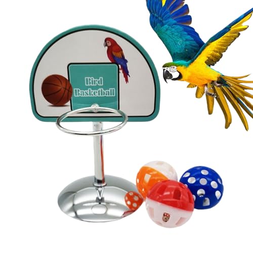 Gupcaqosjw Basketball -Vogelspielzeug, Papageienspielzeug Basketball - Vogelspielzeug für Conures mit 3 Bällen,Interaktiver Käfigzubehör Stehen für Spiele Training Cockatiel Conure von Gupcaqosjw