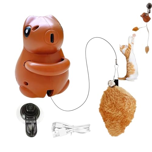 Gupcaqosjw Eichhörnchen -Katzenspielzeug, Katzenspielzeug Eichhörnchen | Jumping Electronic Cat Toys - Bewegen mit Saugnapfbügel, Haustierversorgungen für Langeweile Hilfsaktivitäten im Innenbereich von Gupcaqosjw