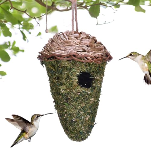 Gupcaqosjw Gewebte Kolibri -Haus, handgewebtes Vogel Nest | Atmungsaktives Outdoor Tit Shelter | Baumelnde Vögelhäuser, Hummingbird -Schlaftaschen für Garten, Innenhof, Zäune von Gupcaqosjw
