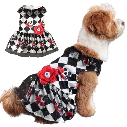 Gupcaqosjw Halloween-Haustierkleid,Halloween-Hundekleider | Spitzenröcke mit Totenkopfmuster und Augenblume - Hundekleidung für kleine mittelgroße Rassen, Cosplay-Kostüm für Cosplay Halloween Gupcaqosjw Halloween-Haustierkleid,Halloween-Hundekleider | Spitzenröcke mit Totenkopfmuster und Augenblume - Hundekleidung für kleine mittelgroße Rassen, Cosplay-Kostüm für Cosplay Halloween von Gupcaqosjw