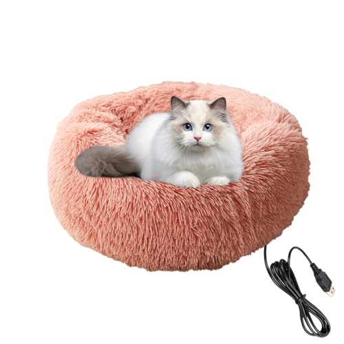 Gupcaqosjw Haustier Heizpad | Beruhigendes Rundes Donut Hundebett | Waschbare Weiche Unterlage Für Kleine Hunde Katzen Welpen Tier Schlafen | Winter Urlaub Indoor Entspannung von Gupcaqosjw