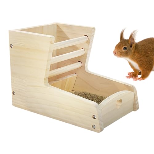 Gupcaqosjw Kaninchen Heuraufe,Futterspender Für Kleintiere - 2-in-1 Holz-Heuraufe Mit Doppelzone & Separatem Futterbereich Für Meerschweinchen, Chinchilla, Kaninchen Und Kleinnager von Gupcaqosjw
