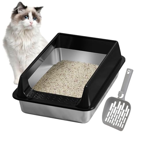 Gupcaqosjw Katzenklo, Hochwand Katzenklo mit Schaufel, Haftungsfreie Katzentoilette Für Kleine Mittelgroße Große Katzen Garten Terrasse Balkon Gupcaqosjw Katzenklo, Hochwand Katzenklo mit Schaufel, Haftungsfreie Katzentoilette Für Kleine Mittelgroße Große Katzen Garten Terrasse Balkon von Gupcaqosjw