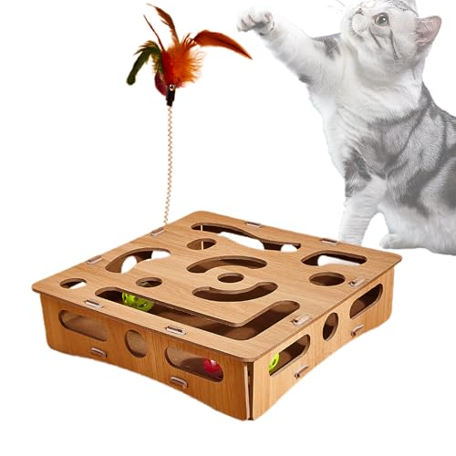 Gupcaqosjw Puzzlespielzeug für Katzen, Rätsel für Katzen - Kätzchen -Labyrinthspielzeug | Hölzerne interaktive lustige Langeweile Relief Labyrinth Box Spiel Anreicherung für Innenkatzen Kätzchen von Gupcaqosjw