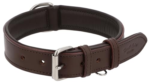 Gusti Hundehalsband Leder - Jacky Lederhalsband Hund Haustier Vierbeiner Größe M Dunkelbraun Leder von Gusti