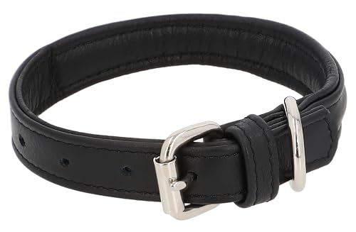Gusti Leder Hundehalsband Anselm - Lederhalsband Hund Haustier Vierbeiner Schwarz Leder von Gusti