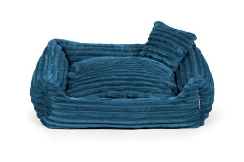 Gutekissen® Hundebett Dream – Flauschiges Hundekissen für kleine & große Hunde – Waschbares Haustierbett aus gestreiftem Stoff mit Füllung aus Polyurethanschaum (Blau, XS - 55x45) von Gutekissen