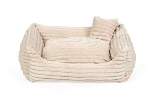 Gutekissen® Hundebett Dream – Flauschiges Hundekissen für kleine & große Hunde – Waschbares Haustierbett aus gestreiftem Stoff mit Füllung aus Polyurethanschaum (Creme, XS - 55x45) von Gutekissen