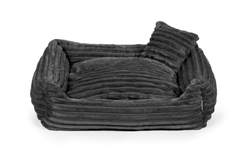 Gutekissen® Hundebett Dream – Flauschiges Hundekissen für kleine & große Hunde – Waschbares Haustierbett aus gestreiftem Stoff mit Füllung aus Polyurethanschaum (Dunkelgrau, XS - 55x45) von Gutekissen