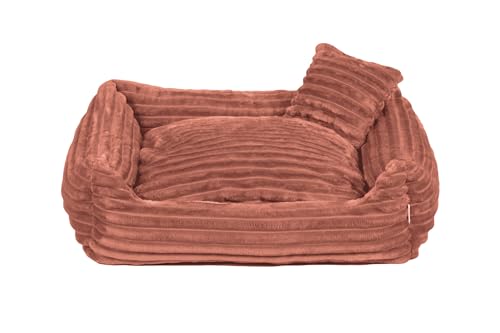 Gutekissen® Hundebett Dream – Flauschiges Hundekissen für kleine & große Hunde – Waschbares Haustierbett aus gestreiftem Stoff mit Füllung aus Polyurethanschaum (Pfirsich, XS - 55x45) von Gutekissen