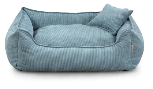 Gutekissen® Hundebett Lucky – Flauschiges Hundekissen für kleine & große Hunde – Waschbares Haustierbett mit Füllung aus Polyurethanschaum & abnehmbarem Bezug (Blau, XS - 55x40) von Gutekissen