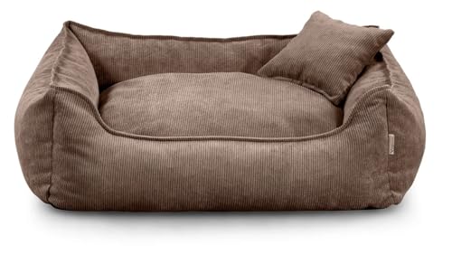 Gutekissen® Hundebett Lucky – Flauschiges Hundekissen für kleine & große Hunde – Waschbares Haustierbett mit Füllung aus Polyurethanschaum & abnehmbarem Bezug (Braun, XL - 100x75) von Gutekissen