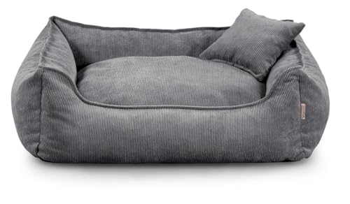Gutekissen® Hundebett Lucky – Flauschiges Hundekissen für kleine & große Hunde – Waschbares Haustierbett mit Füllung aus Polyurethanschaum & abnehmbarem Bezug (Dunkelgrau, XS - 55x40) von Gutekissen