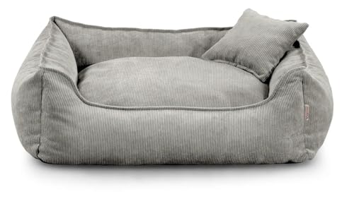 Gutekissen® Hundebett Lucky – Flauschiges Hundekissen für kleine & große Hunde – Waschbares Haustierbett mit Füllung aus Polyurethanschaum & abnehmbarem Bezug (Grau, XS - 55x40) von Gutekissen